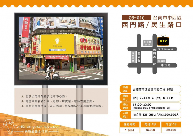 台南市中西區 西門路/民生路口 戶外LED電視牆